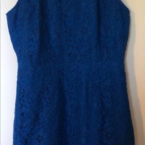 Size 4P J. Crew lacy bright blue mid length dress